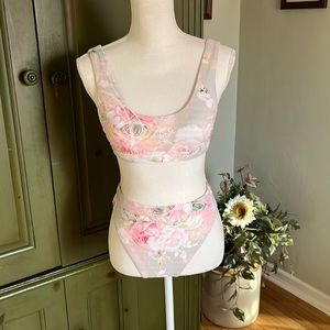 Dippin' Daisy's Pink Floral high cut cheeky bikini set